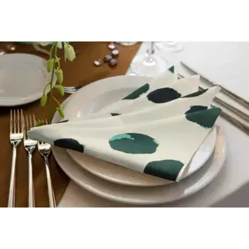 Тканевая салфетка Adam «Dots», изготовленная из экологически чистого хлопка, производство Германия, цвет natur/dunkelgrn