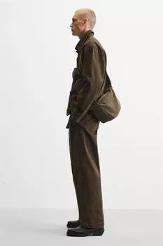 Тканевая сумка на плечо ZARA, коричневый