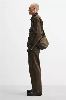 Тканевая сумка на плечо ZARA, коричневый