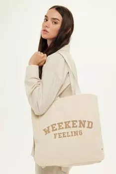 Тканевая сумка со складками с принтом Weekend Manuka