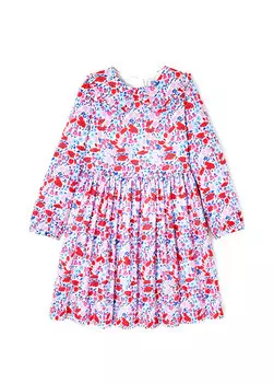 Тканевое платье liberty с длинными рукавами для девочек Jacadi Paris