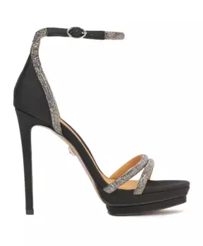 Тканевые босоножки, украшенные кристаллами. Kazar, черный