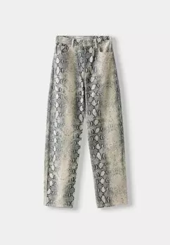 Тканевые брюки ANIMAL BALLOON Bershka, бежевый