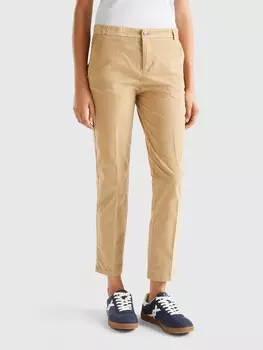 Тканевые брюки Benetton, бежевый