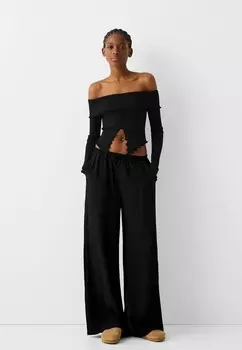 Тканевые брюки Bershka, черный