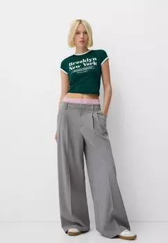 Тканевые брюки Bershka, серый