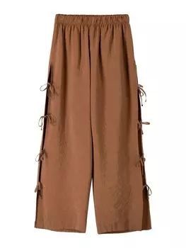 Тканевые брюки Bershka Wide leg Pants, коричневый
