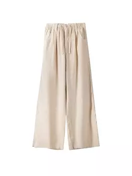 Тканевые брюки Bershka Wide leg Pants, кремовый