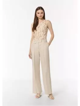 Тканевые брюки comma Hose lang, бежевый