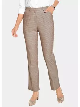 Тканевые брюки GOLDNER Karohose Anna, цвет beige/schwarz/kariert