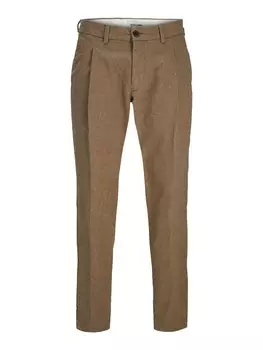 Тканевые брюки JACK & JONES Tapered Pleat-Front Pants, цвет muddy colored