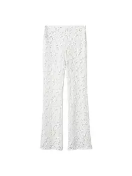 Тканевые брюки MANGO Regular Pants Crochet, экрю