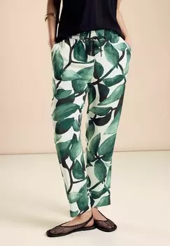 Тканевые брюки MIT FLORALEM PRINT Street One, темно-зеленый