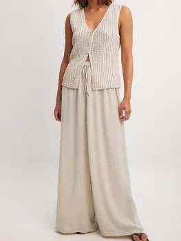 Тканевые брюки NA-KD Wide leg Pants, светло-бежевый