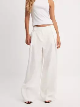 Тканевые брюки NA-KD Wide leg Pants, белый