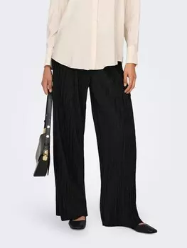 Тканевые брюки ONLY Wide Leg elastischer Bund plissiert, черный