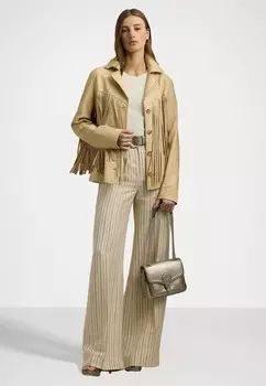 Тканевые брюки PINSTRIPE LINEN BLEND WIDE LEG TROUSER Ralph Lauren, черный