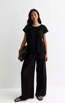 Тканевые брюки PLISS WIDE LEG New Look, черный