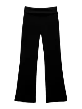 Тканевые брюки Pull&Bear Flared Pants, черный