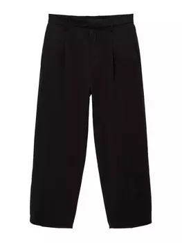 Тканевые брюки Pull&Bear Wide leg Pleat-Front Pants, черный