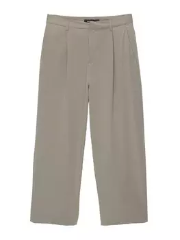 Тканевые брюки Pull&Bear Wide leg Pleat-Front Pants, серый