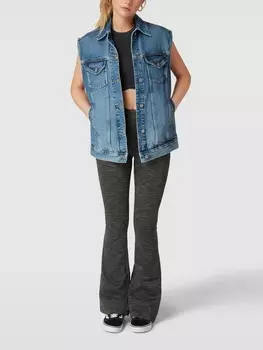 Тканевые брюки расклешенного кроя с эластичным поясом Review, черный