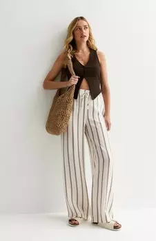 Тканевые брюки STRIPED-DRAWSTRING New Look, кремовый