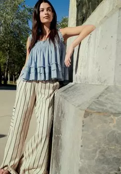 Тканевые брюки STRIPED SUPER WIDE Next, бежевый