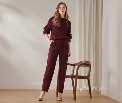 Тканевые брюки Tchibo, бордо красное