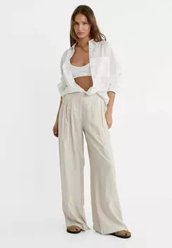 Тканевые брюки TEXTURED FLOWING PALAZZO Stradivarius, пестрый бежевый