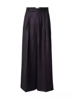 Тканевые брюки TOPMAN Wide leg Pleat-Front Pants, темно-синий