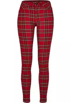 Тканевые брюки URBAN CLASSICS " Urban Classics Ladies Skinny Tartan Pants" (1 шт.), красный