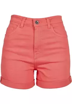 Тканевые брюки URBAN CLASSICS " Urban Classics Women's Ladies Highwaist Stretch Twill Shorts" (1 шт.), коралловый