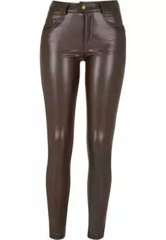 Тканевые брюки URBAN CLASSICS " Urban Classics Women's Ladies Mid Waist Synthetic Leather Pants" (1 шт.), коричневый
