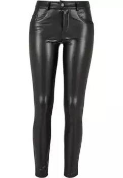 Тканевые брюки URBAN CLASSICS " Urban Classics Women's Ladies Mid Waist Synthetic Leather Pants" (1 шт.), черный