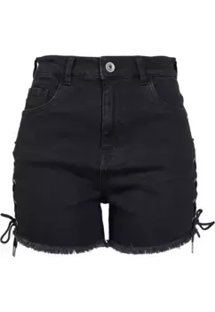 Тканевые брюки URBAN CLASSICS " Urban Classics Women's Ladies High Waist Denim Lace Up Shorts" (1 шт.), цвет Blackwashed
