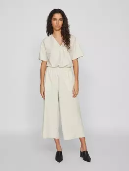 Тканевые брюки Vila Culotte, кремовый