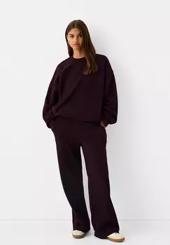 Тканевые брюки WIDE- FUZZY Bershka, розовый