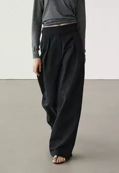 Тканевые брюки WIDE-LEG Massimo Dutti, черный