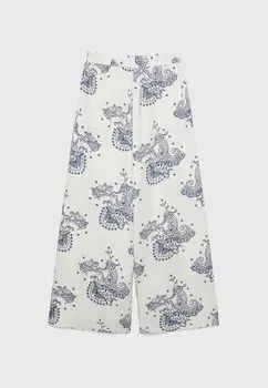 Тканевые брюки WIDE-LEG WITH ELASTICATED WAISTBAND Stradivarius, белый