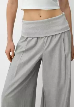Тканевые брюки WIDE WITH FOLD-OVER WAIST Bershka, пестрый серый