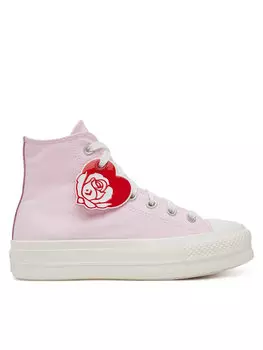 Тканевые кроссовки Chuck Taylor All Star Lift Platform Hearts A13652C Converse, розовый