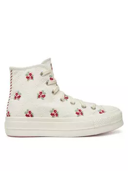 Тканевые кроссовки Chuck Taylor All Star Lift Platform Rose Cross Stitch A13659C Converse, белый
