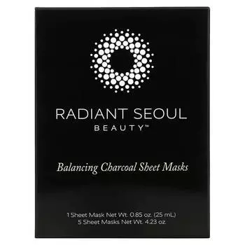 Тканевые маски для лица с углем Radiant Seoul, 5 шт