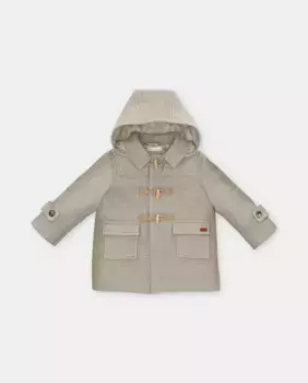 Тканевый тренч для мальчика с капюшоном и клетчатой подкладкой цвета камня Martn Aranda, цвет Piedra