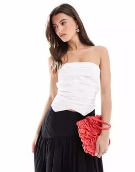 Тканое бандо Pull&Bear белого цвета с рюшами