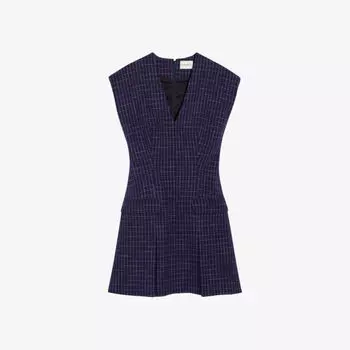 Тканое мини-платье мини с v-образным вырезом в клетку Claudie Pierlot, цвет bleus
