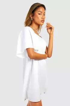 Тканое мини-платье на одно плечо boohoo, белый