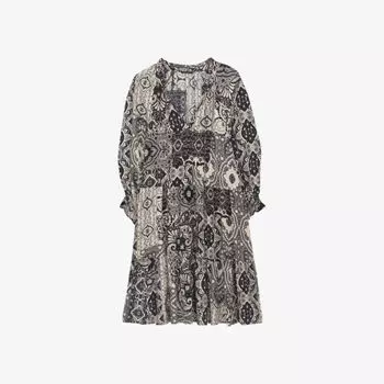 Тканое мини-платье с шарфовым принтом Ikks, черный