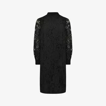 Тканое мини-платье с высоким воротником и кружевной вышивкой Ro&Zo, черный